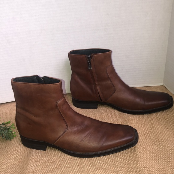 Clean Cut Kenneth Cole low Brown Leather Boots Men’s size 7.5 M Like New - Picture 5 of 8